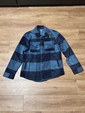 NWT VRST Men's Wool Blend Plaid Shirt Jacket Buffalo Plaid Dark Navy Size M
